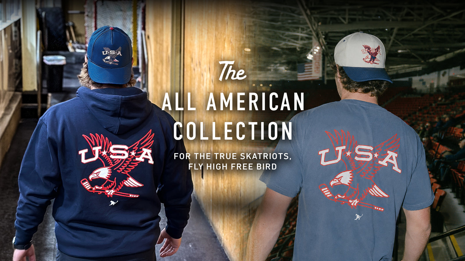 Two players wearing the Beauty Status All American collection hoodie and tee