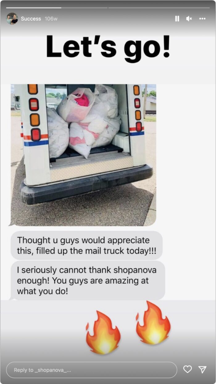 A client filling the mail truck with orders
