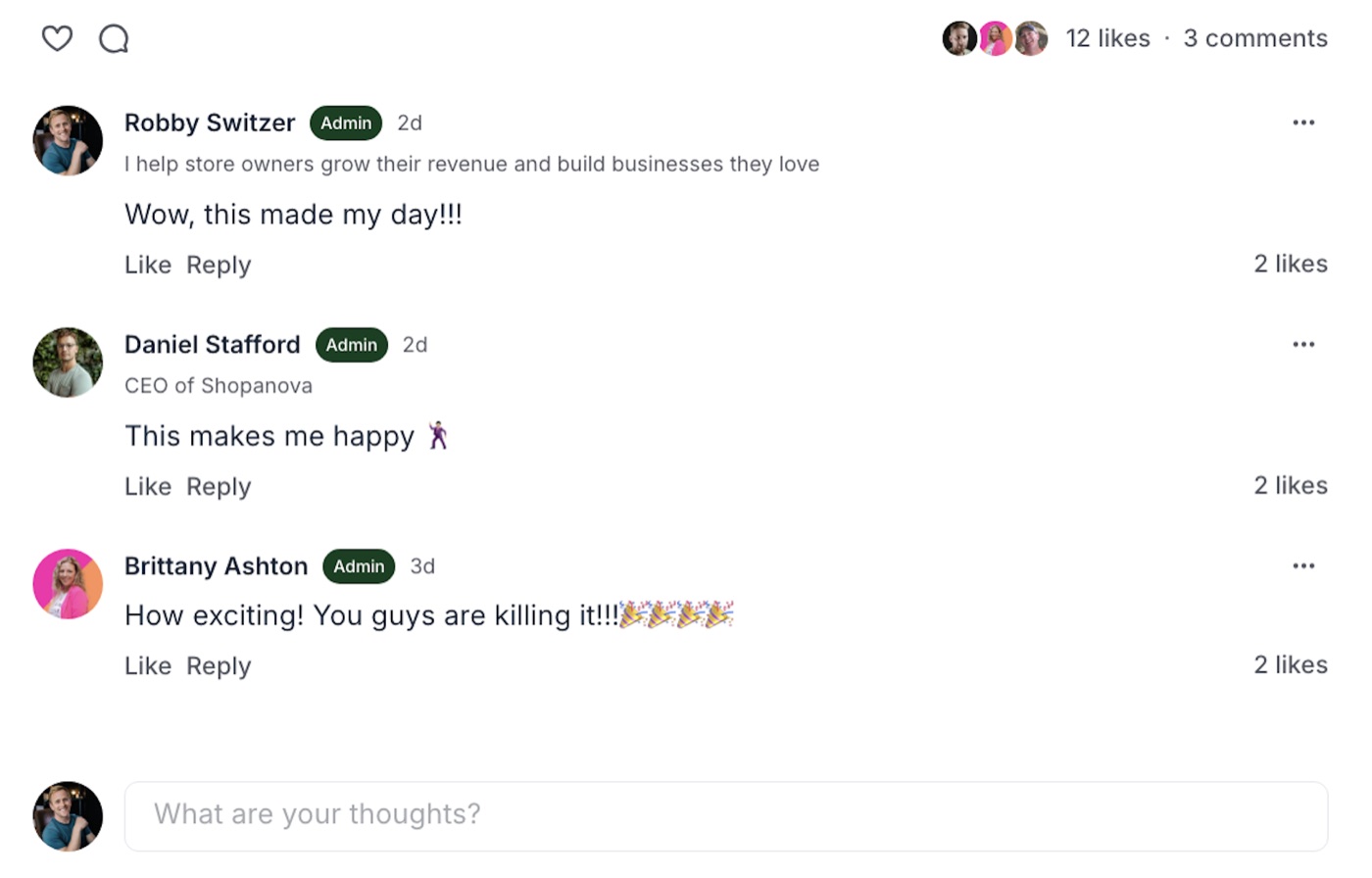 A customer sharing their store momentum on social media